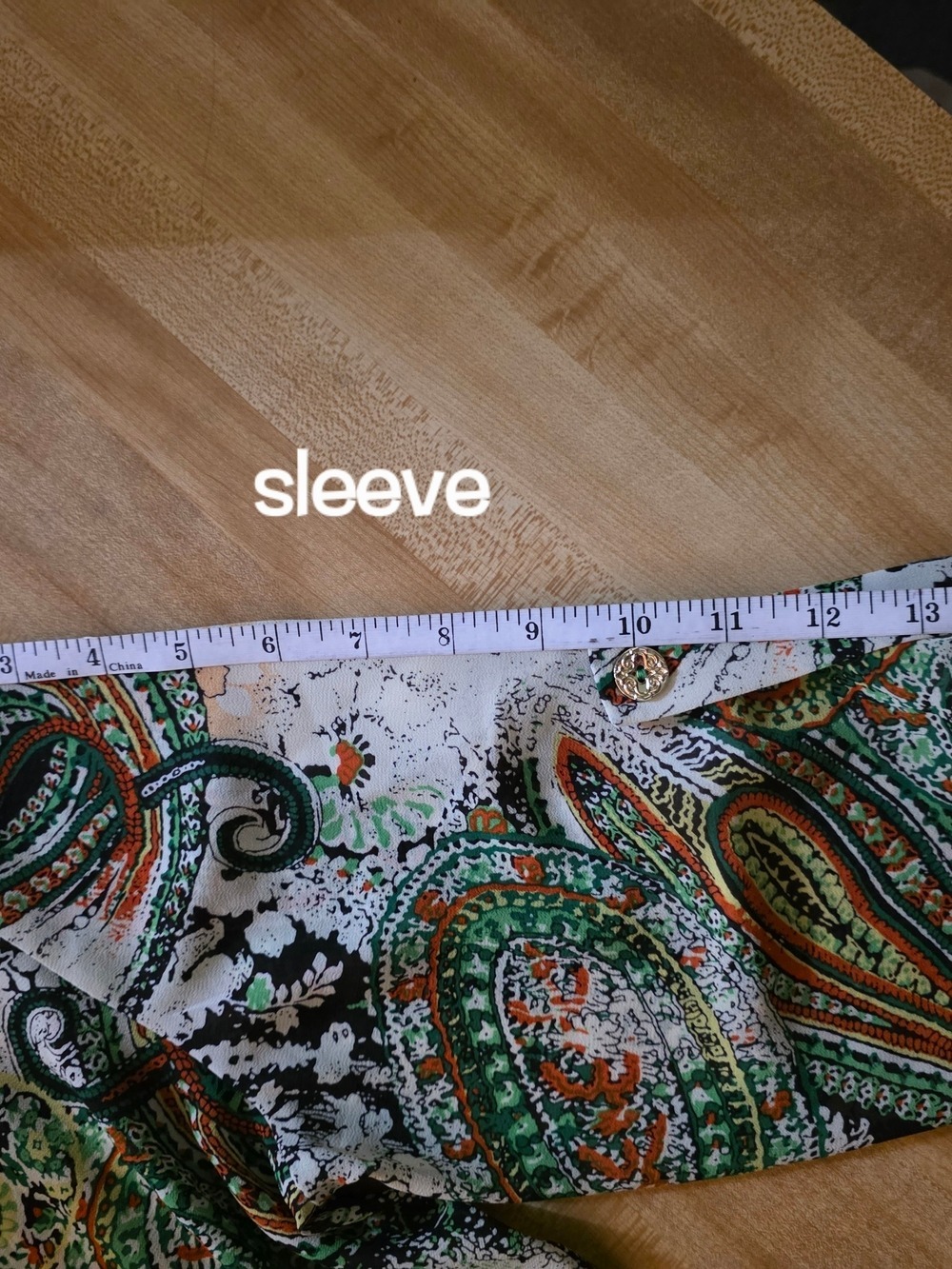 Vantarsi Green Paisley V-Neck Blouse Medium #BL33 - Picture 5 of 9